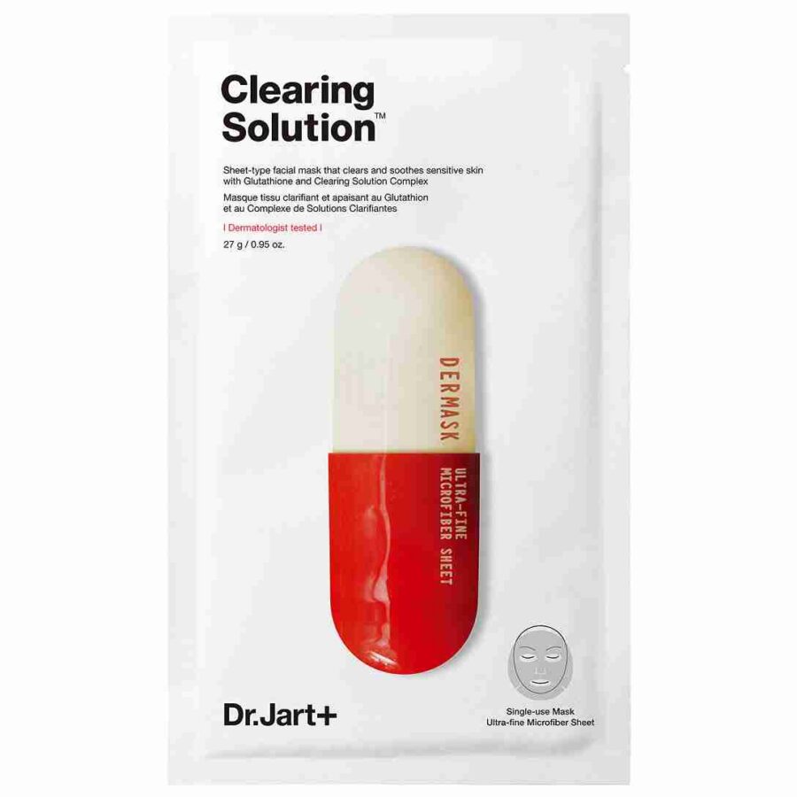 Dr. Jart+ Dermask Micro Jet Clearing Solution Gesichtsmaske gegen Pickel und Unreinheiten – sanfte, feuchtigkeitsspendende Pflege für klare Haut.