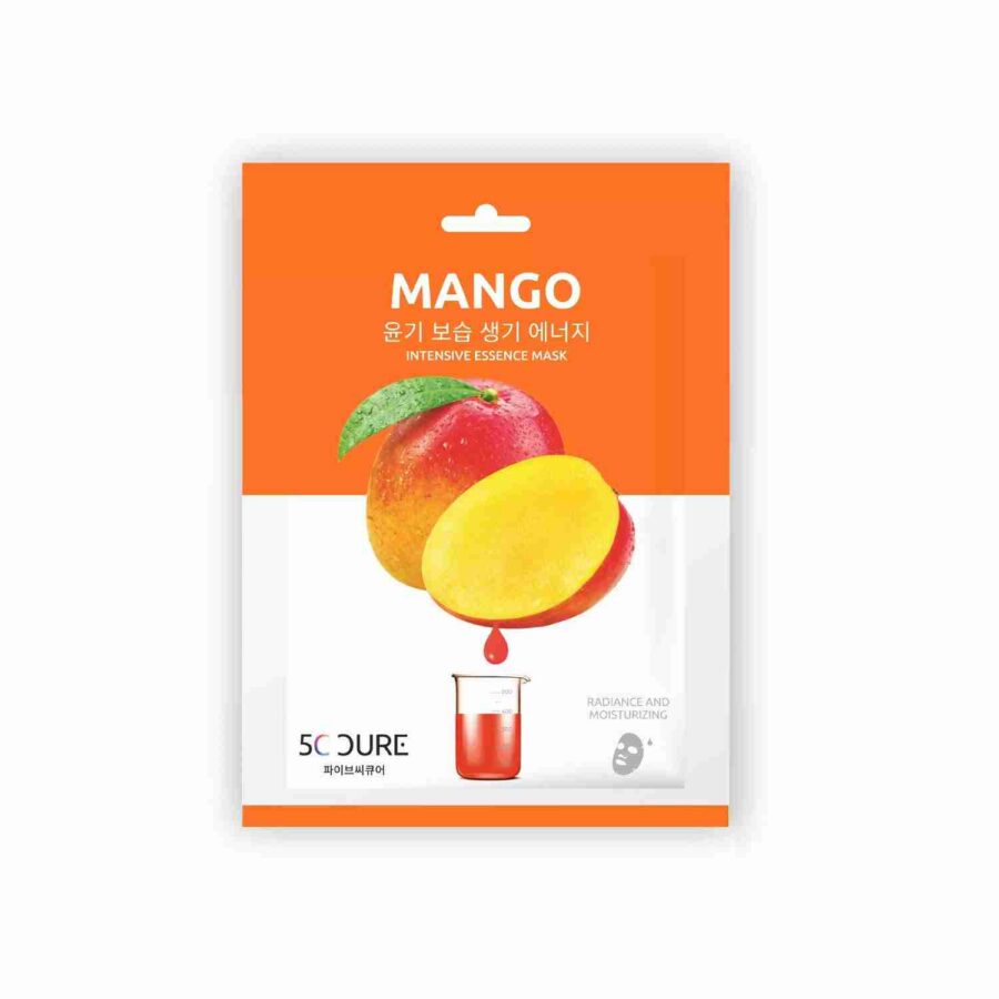 Feuchtigkeitsspendende Mango-Gesichtsmaske von 5C CURE mit Hyaluron für strahlende, glatte Haut.