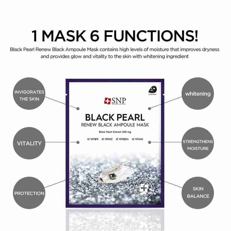 SNP Black Pearl Renew Black Ampoule Mask